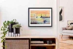 Molenfeuer Ostmole Rostock Nordsee Norddeutschland Aquarell Bilder Malerei kaufen