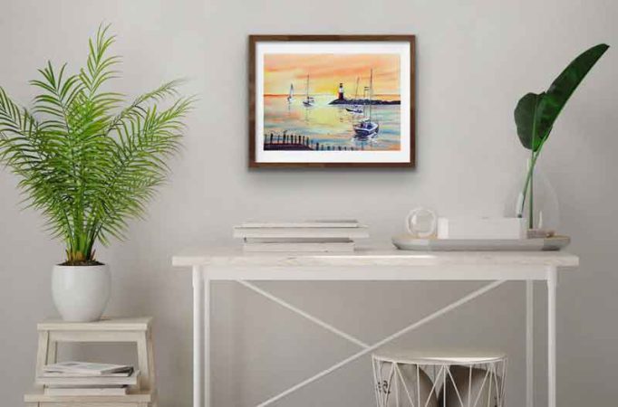 Molenfeuer Ostmole Rostock Nordsee Norddeutschland Aquarell Bilder Malerei kaufen